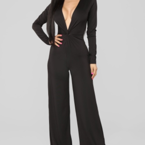Fashion Nova Pants - Join The Club Jumpsuit - Black.